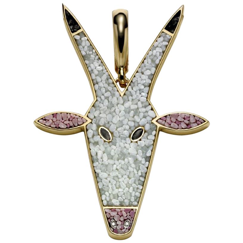 Pendant Charm Yellow Gold White Diamonds Micro Mosaic Designed by Fuksas For Sale