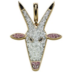 Pendant Charm Yellow Gold White Diamonds Micro Mosaic Designed by Fuksas