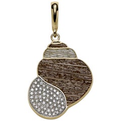 Pendant Charm Yellow Gold White Diamonds Micro Mosaic Designed by Fuksas