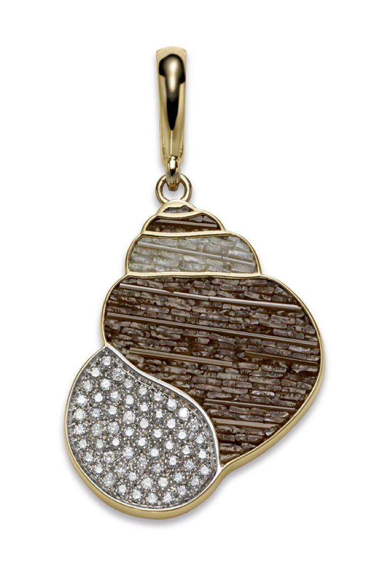 Modern Pendant Charm Yellow Gold White Diamonds Micro Mosaic Designed by Fuksas For Sale