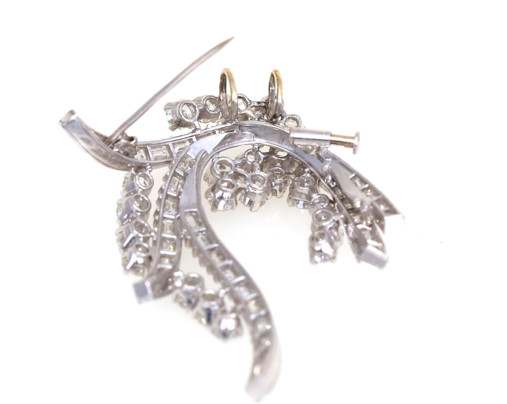Diamonds Pendant Cord Brooch Pin 18k White Gold, 1970 5