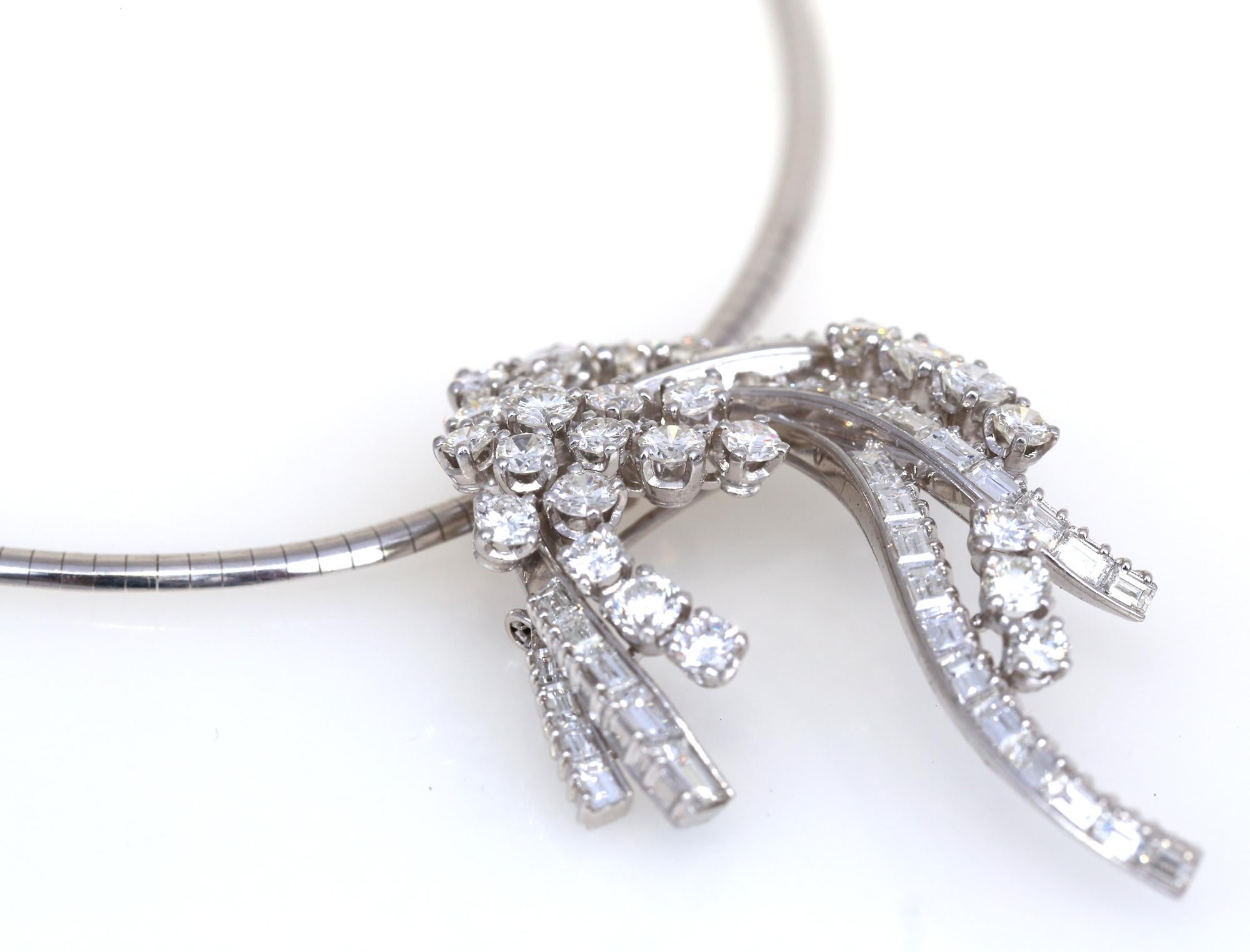 Diamonds Pendant Cord Brooch Pin 18k White Gold, 1970 8