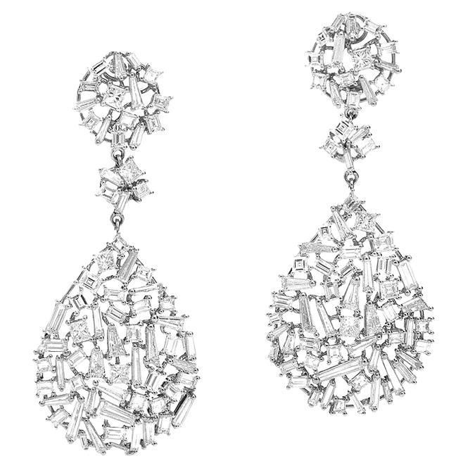 Pendant Diamond Earrings For Sale
