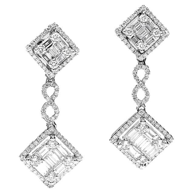 Pendant Diamonds Earrings For Sale