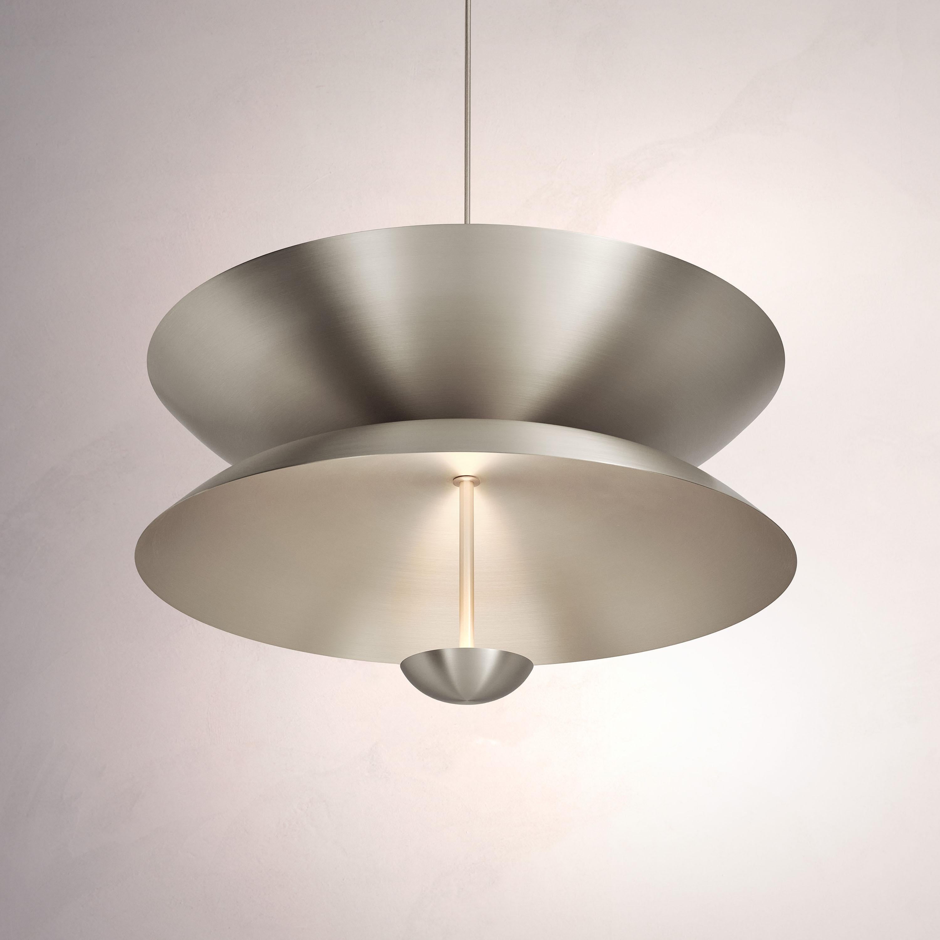 Organic Modern 'Pendant Duo Seleno 100' Handmade Steel Chandelier, Ceiling Light For Sale