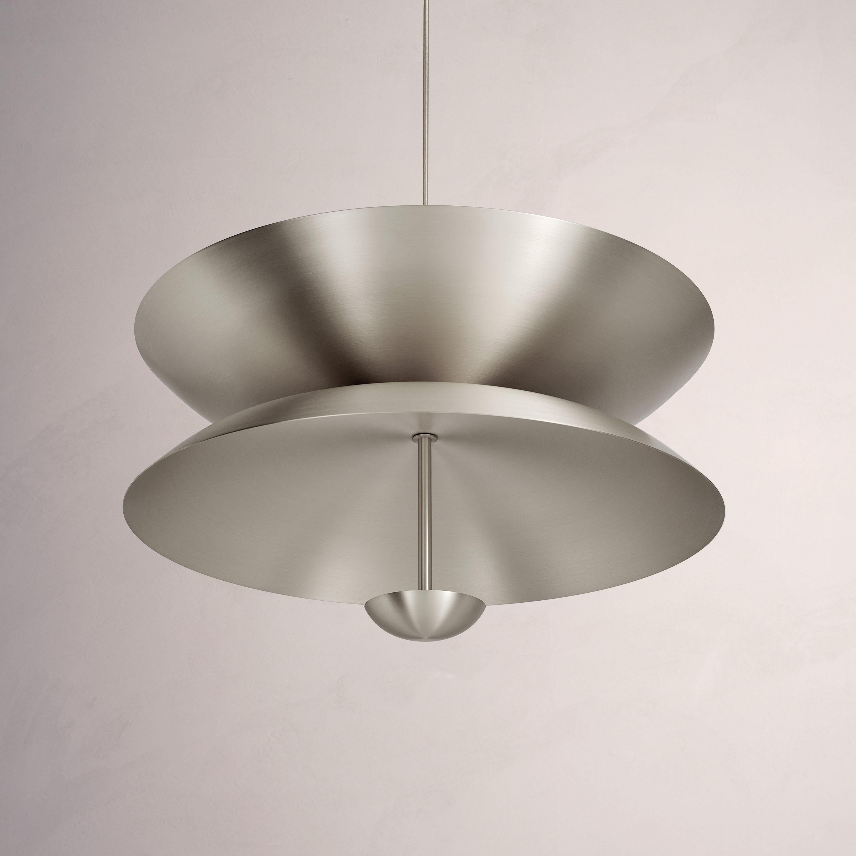 British 'Pendant Duo Seleno 100' Handmade Steel Chandelier, Ceiling Light For Sale