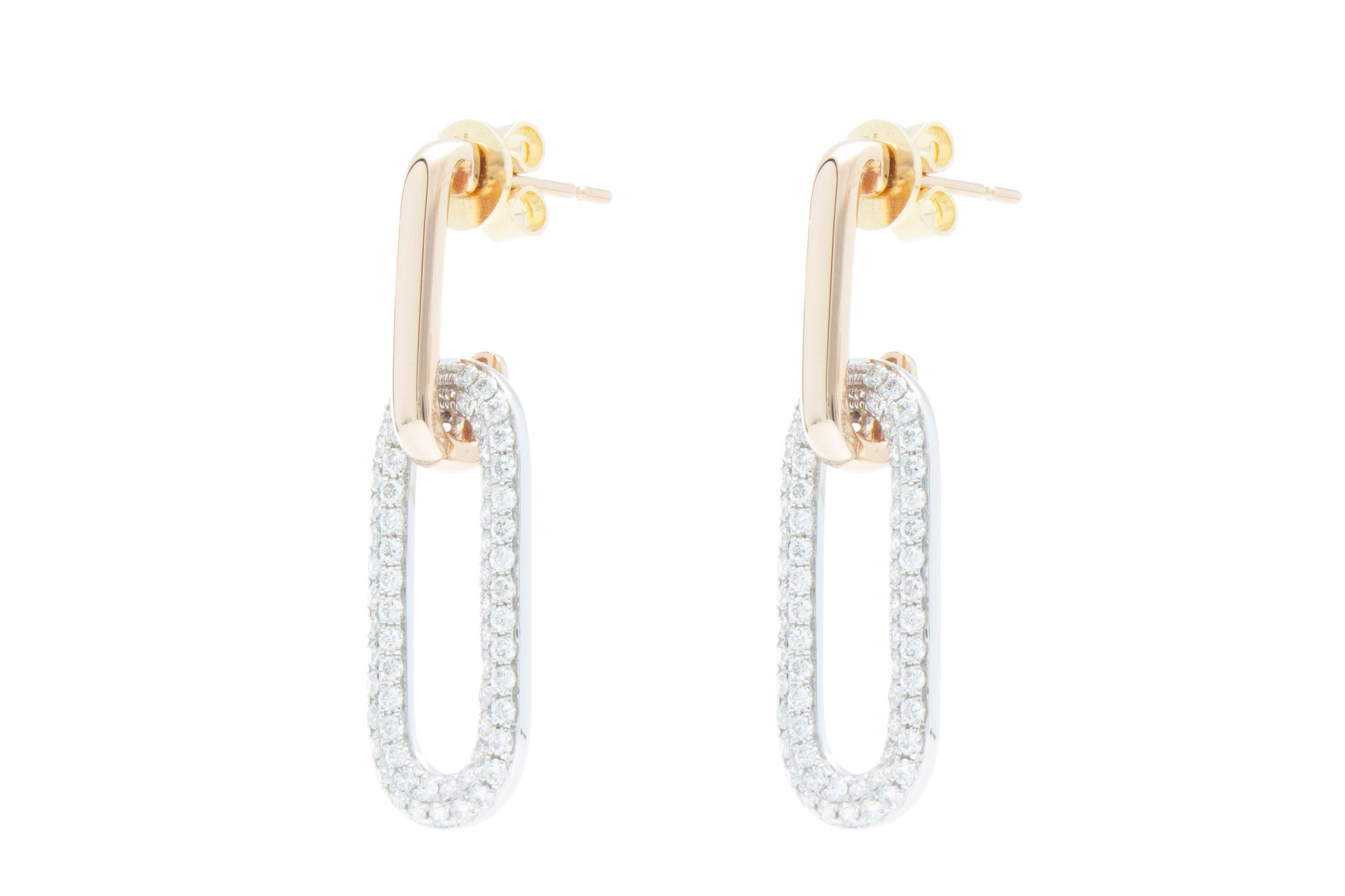 Pendant Earrings with 1.11 ct of Diamonds in 18 Kt Gold For Sale 6