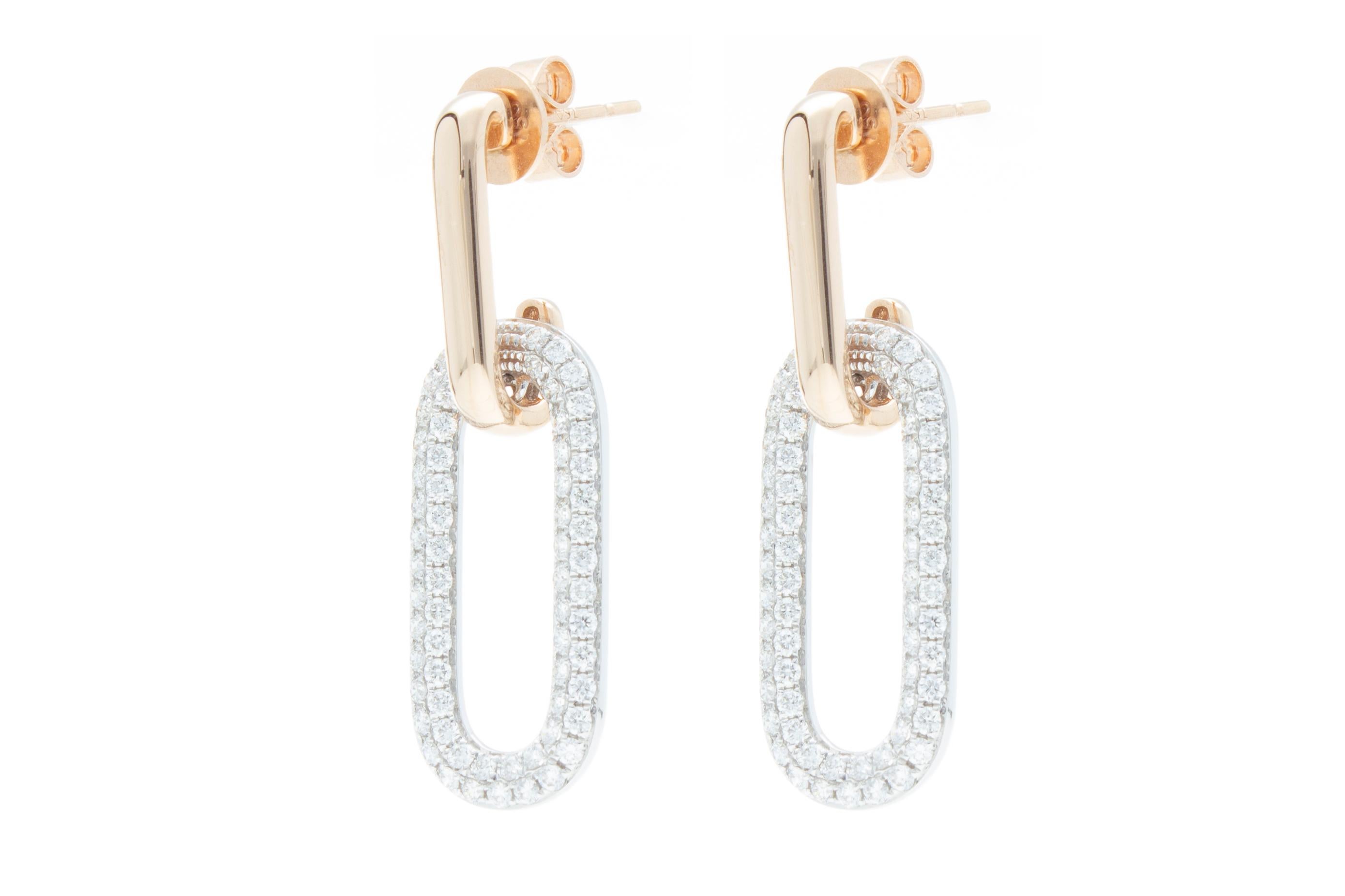 Pendant Earrings with 1.11 ct of Diamonds in 18 Kt Gold For Sale 7