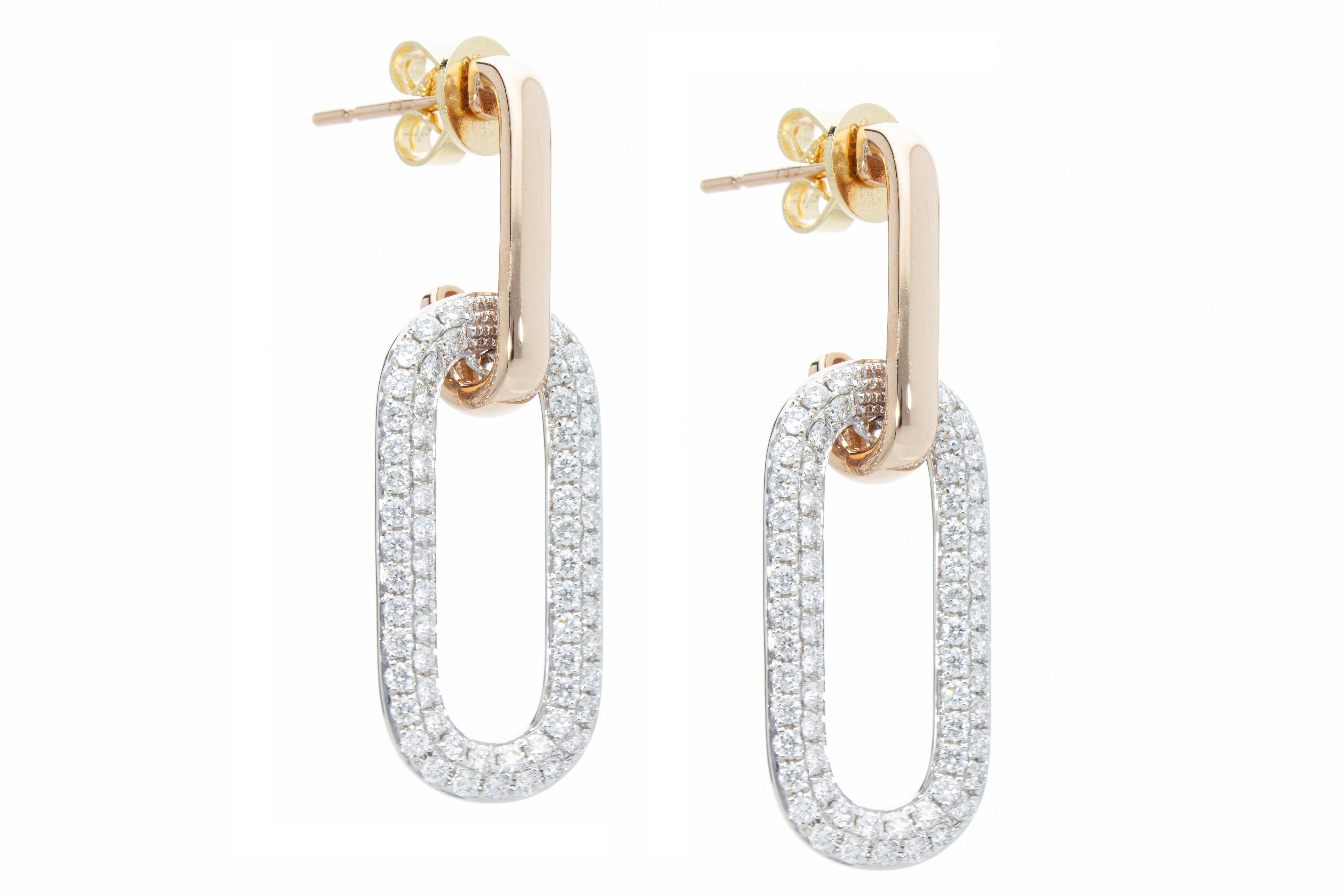 Pendant Earrings with 1.11 ct of Diamonds in 18 Kt Gold For Sale 10