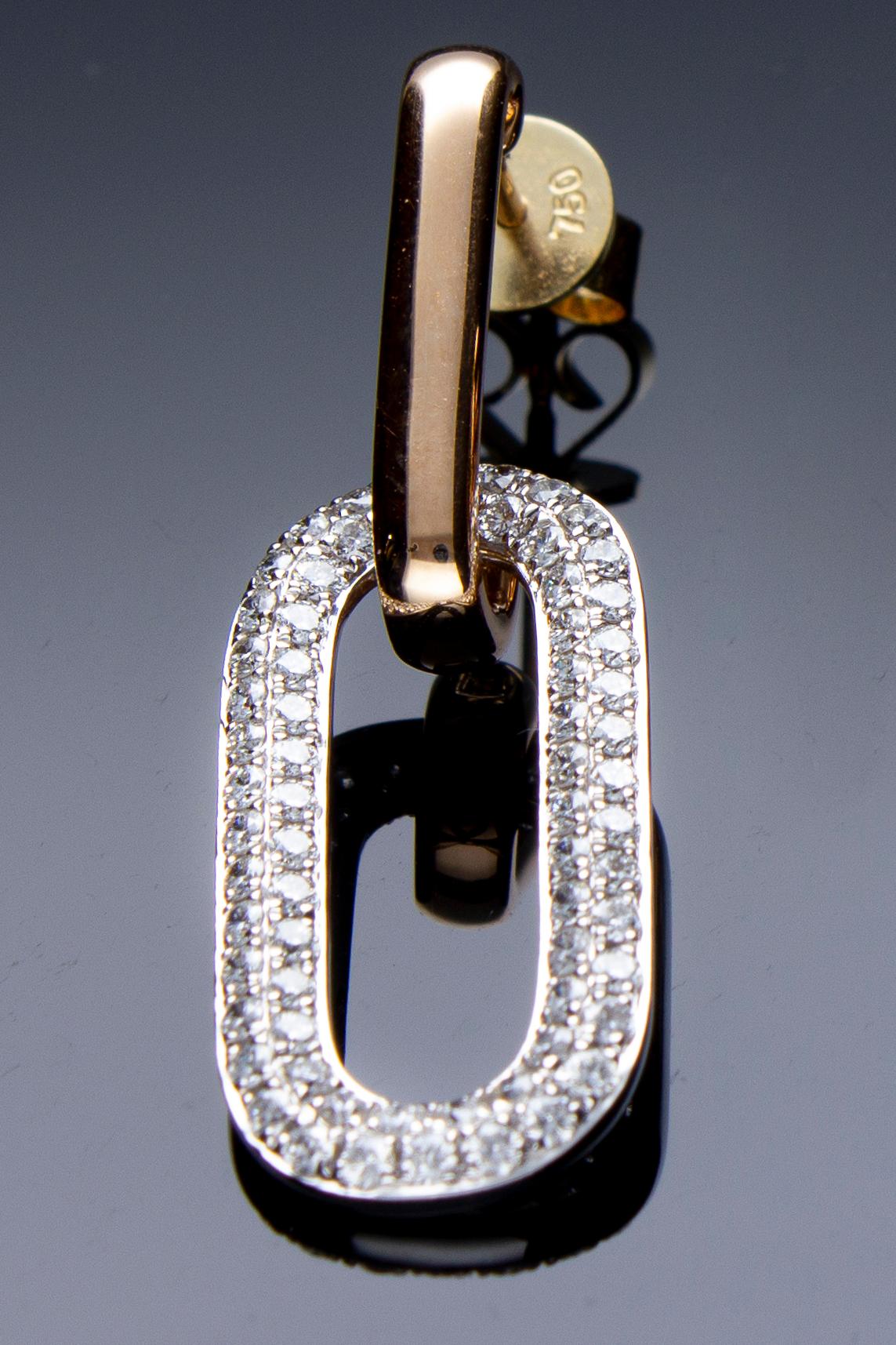 Pendant Earrings with 1.11 ct of Diamonds in 18 Kt Gold For Sale 12