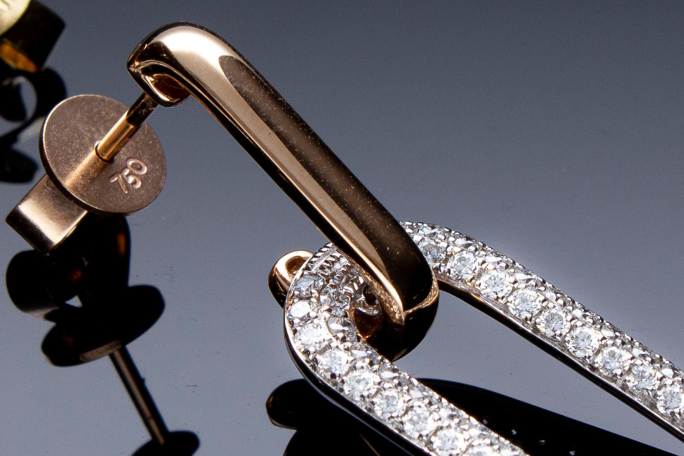 Anhänger-Ohrringe mit 1,11 Karat Diamanten aus 18 Karat Gold im Angebot 13