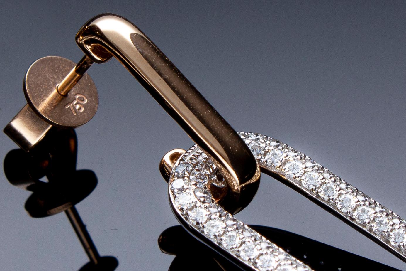 Anhänger-Ohrringe mit 1,11 Karat Diamanten aus 18 Karat Gold im Angebot 14