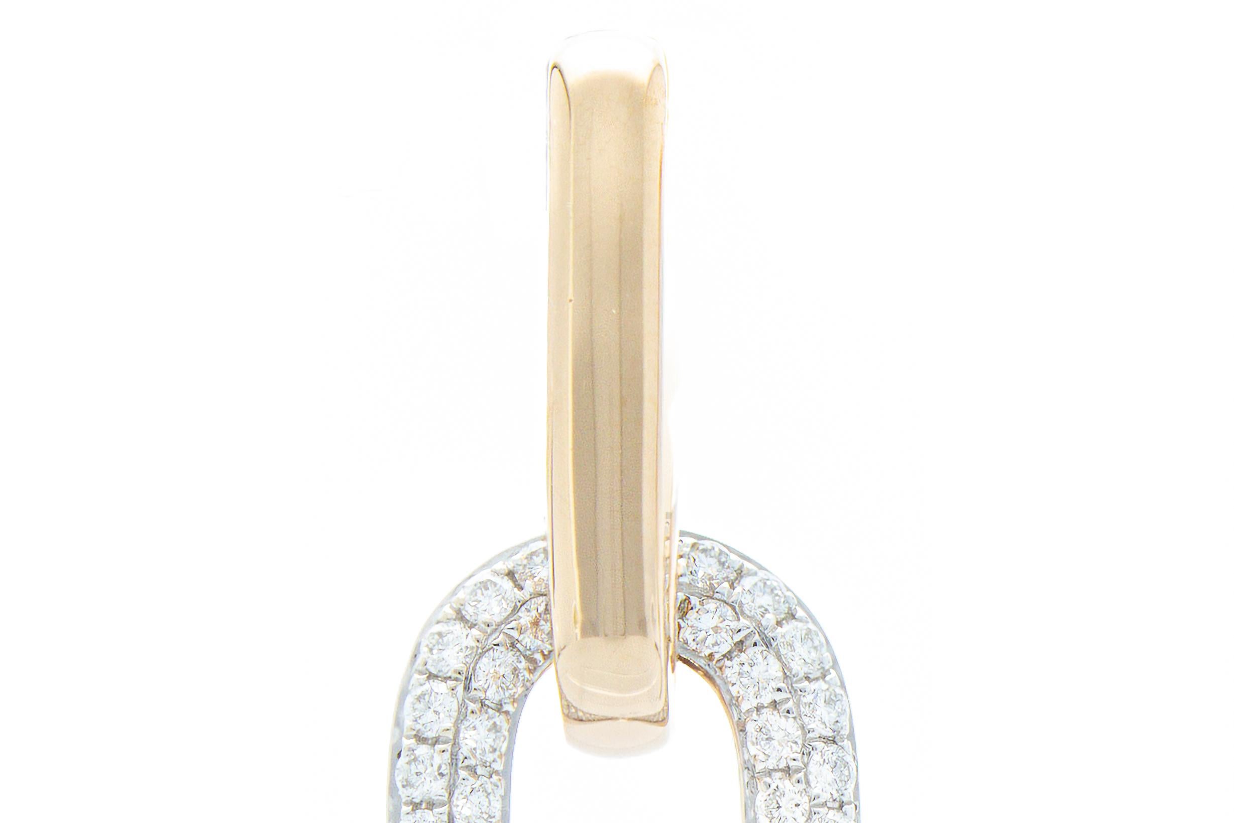 Brilliant Cut Pendant Earrings with 1.11 ct of Diamonds in 18 Kt Gold For Sale