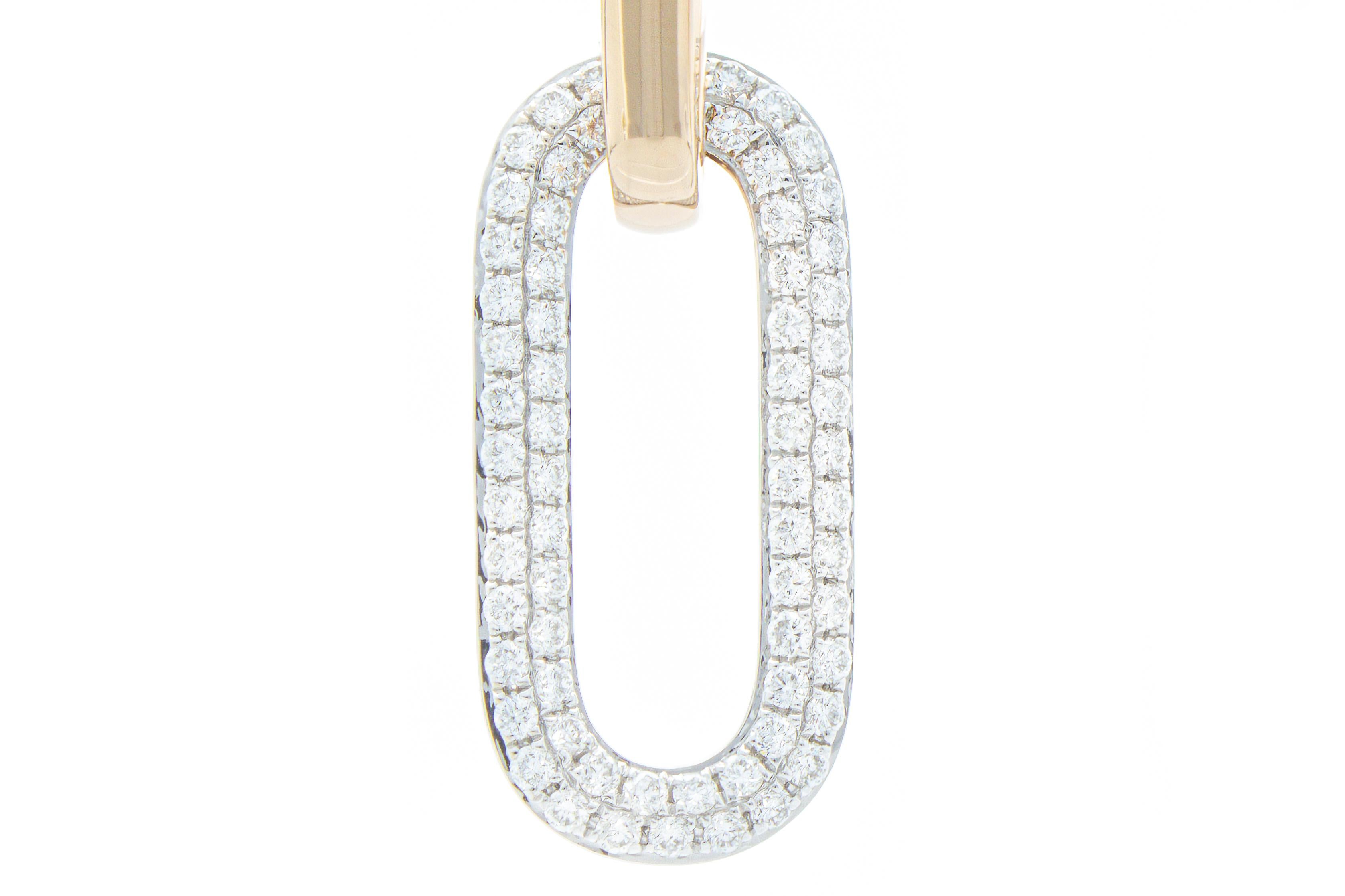 Pendant Earrings with 1.11 ct of Diamonds in 18 Kt Gold In New Condition For Sale In Rome, IT