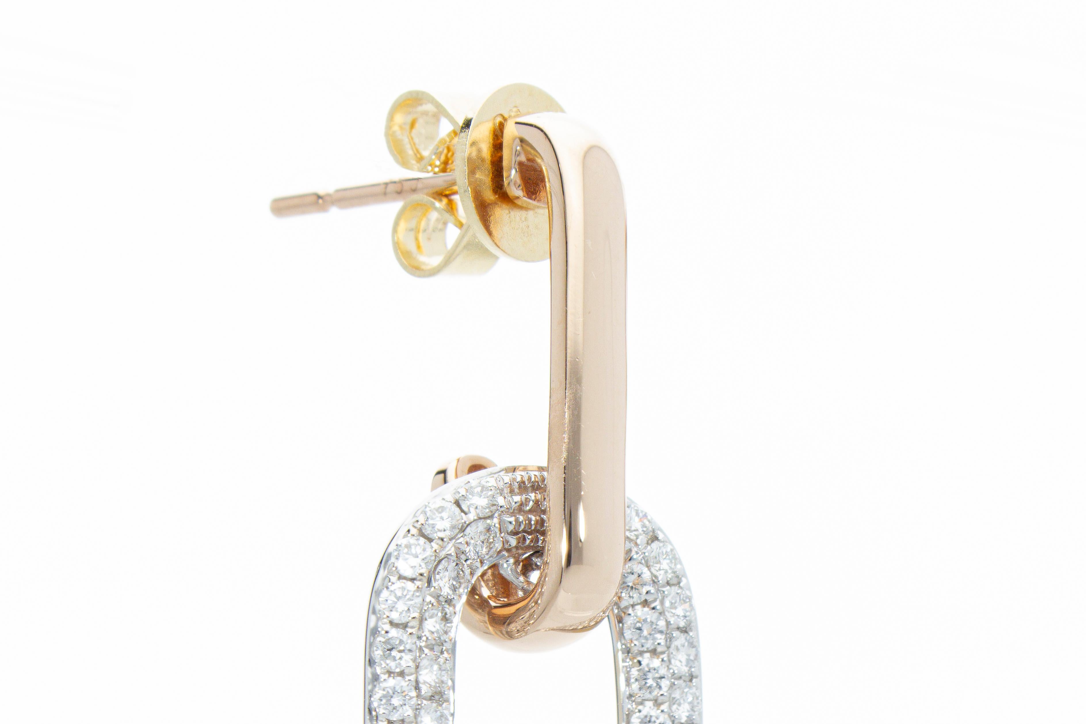 Pendant Earrings with 1.11 ct of Diamonds in 18 Kt Gold For Sale 1