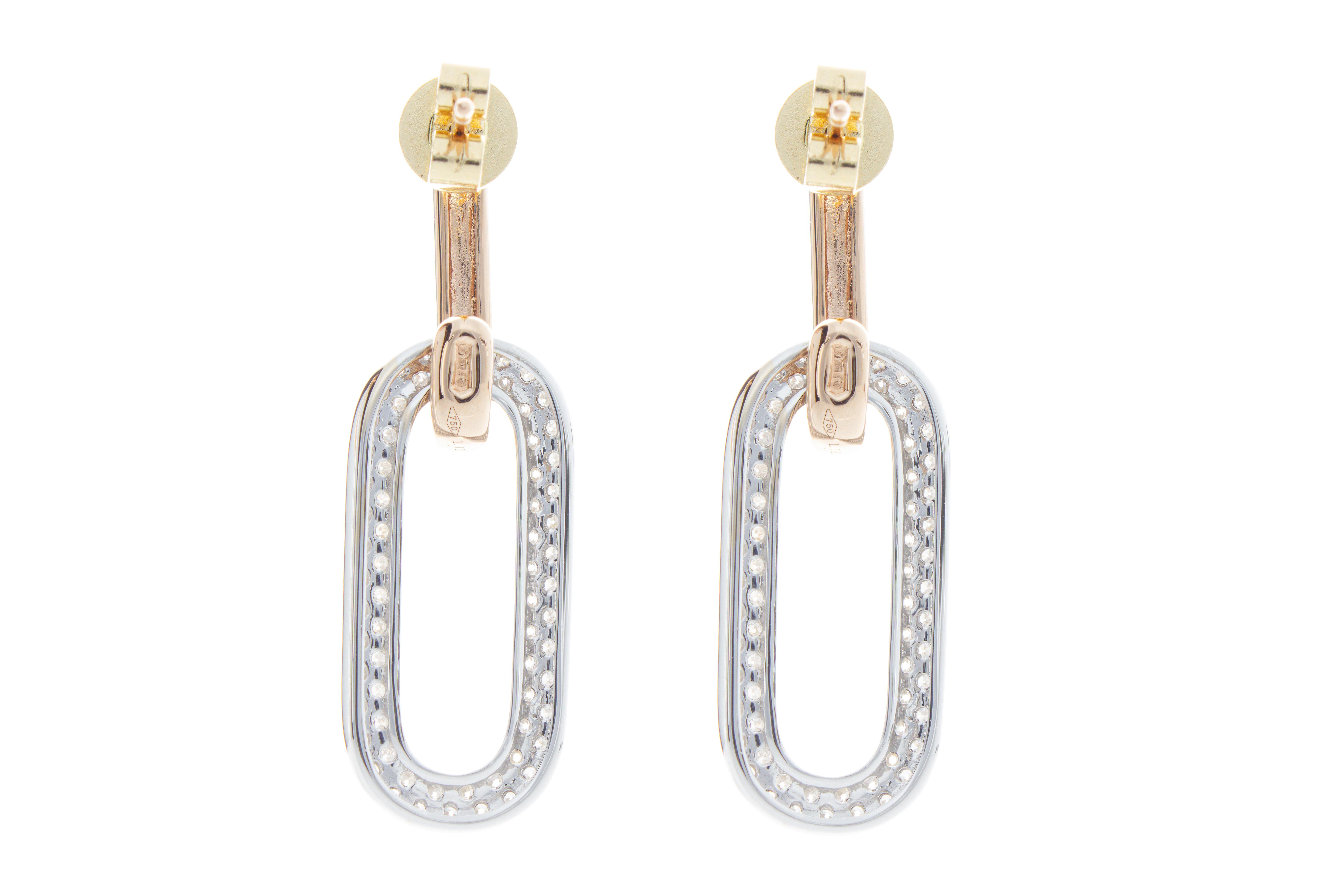 Pendant Earrings with 1.11 ct of Diamonds in 18 Kt Gold For Sale 2