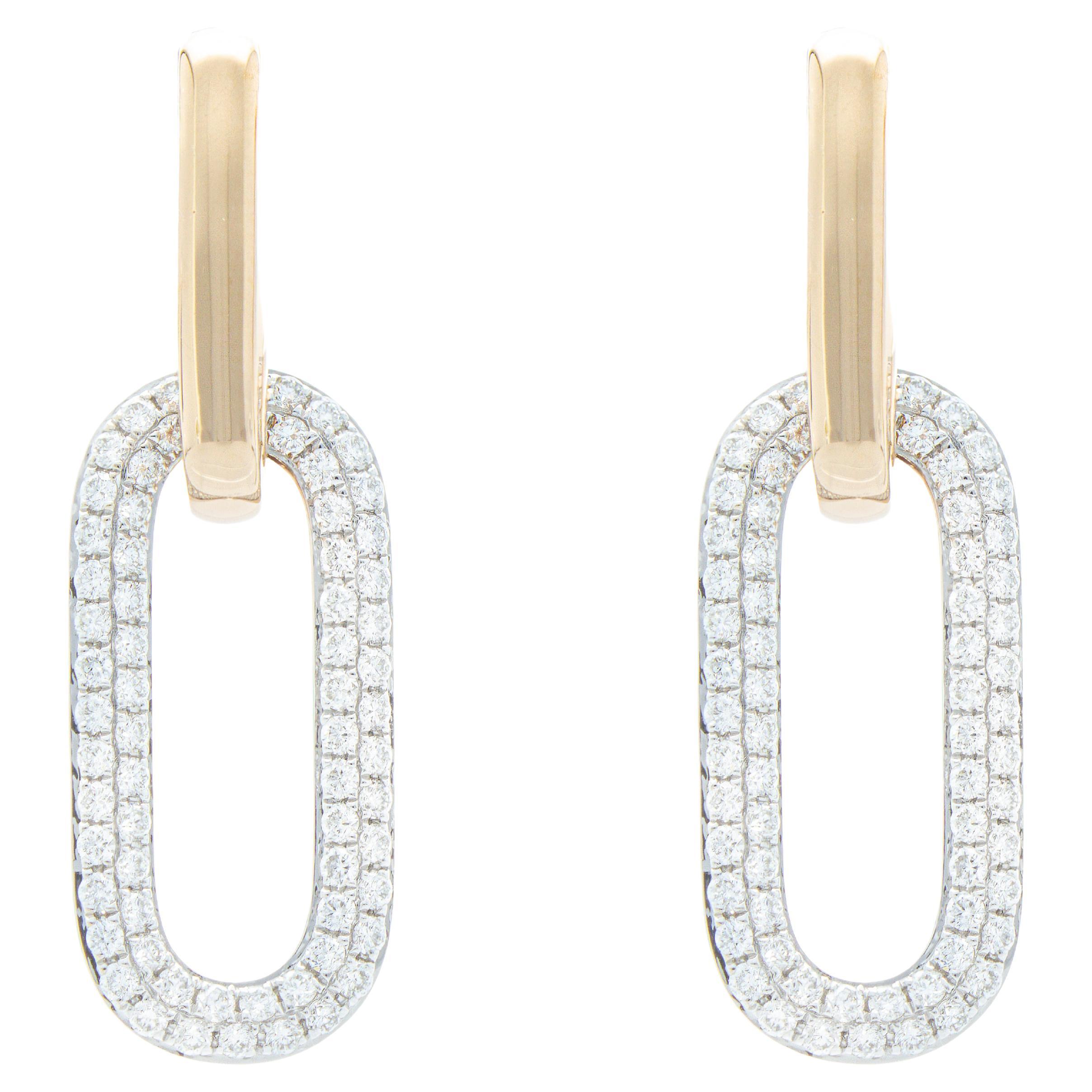 Pendant Earrings with 1.11 ct of Diamonds in 18 Kt Gold For Sale