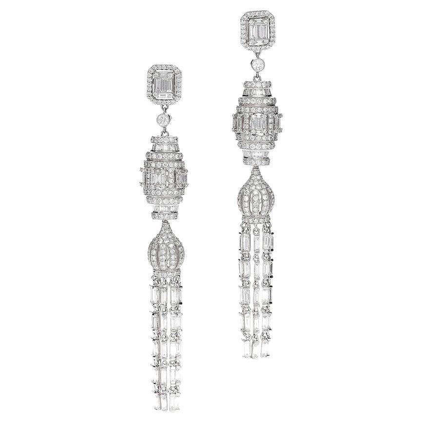 Pendant Earrings with Diamonds For Sale