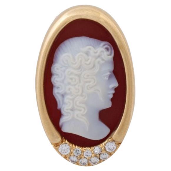 Pendant, Especially with 1 Agate Cameo and Brilliants Total Approx. 0.35 Ct For Sale