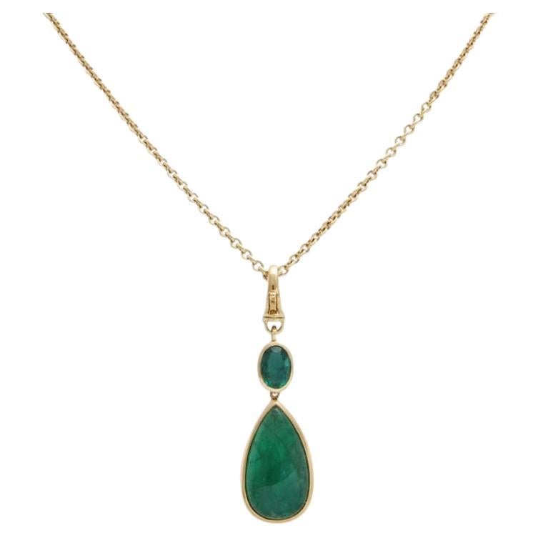 Pendant, Especially with 1 Emerald Cabochón Teardrop 19.17 Cts. For Sale