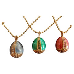 Ciondolo stile Fabergé, Oro, Regalo originale, A. Silver, Fatto a mano, Italia