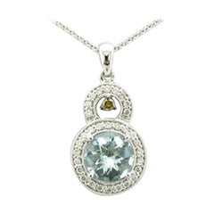 Anhänger mit Aquamarin, Schokoladen- und Vanilla-Diamant in 14K Vanilla-Gold gefasst
