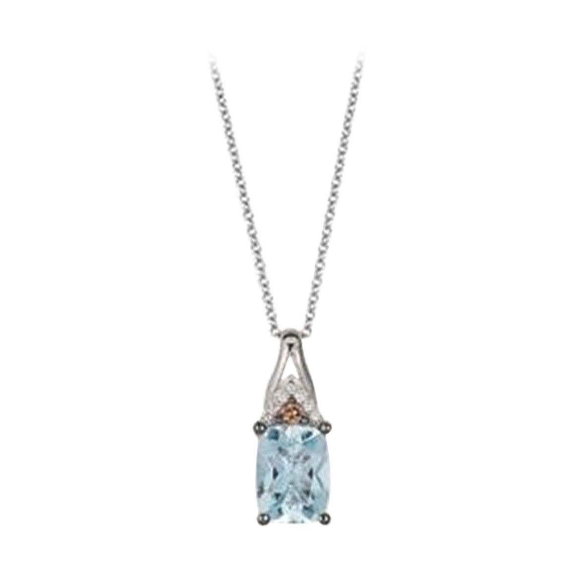 Anhänger mit Aquamarin, Schokoladen- und Vanilla-Diamant in 14K Vanilla-Gold gefasst