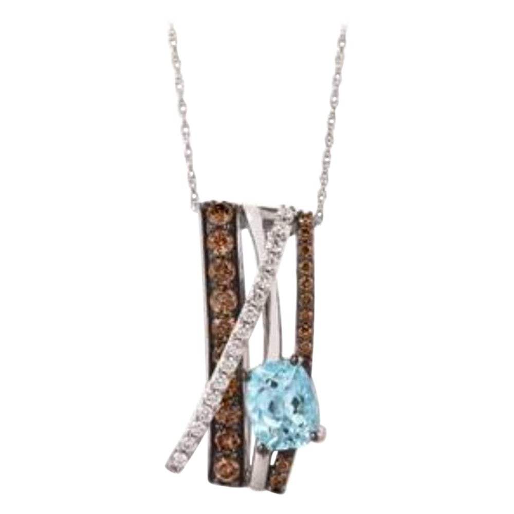 Anhänger mit Aquamarin, Schokoladen- und Vanilla-Diamant in 14K Vanilla-Gold gefasst