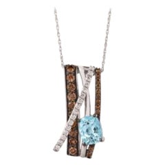 Anhänger mit Aquamarin, Schokoladen- und Vanilla-Diamant in 14K Vanilla-Gold gefasst