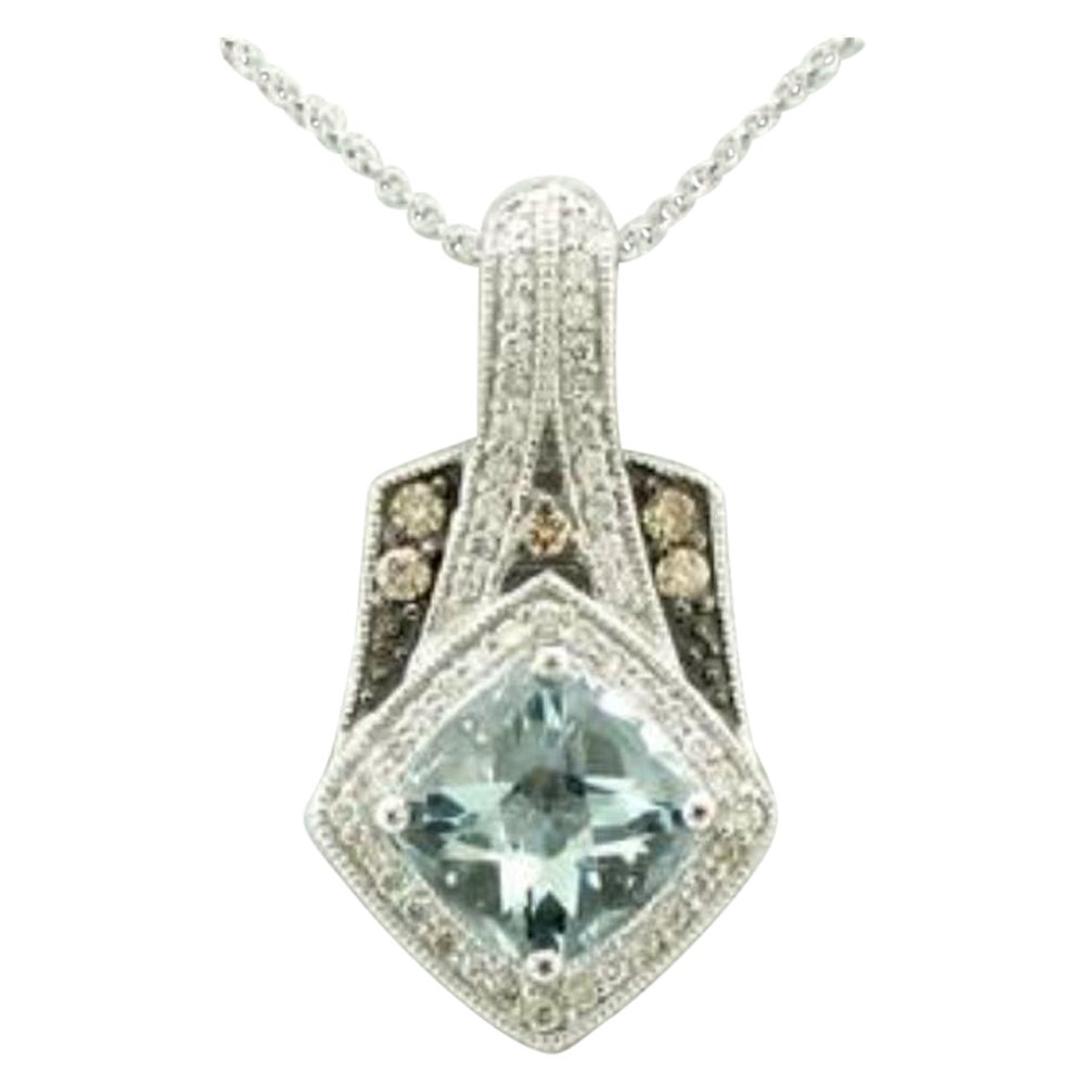 Anhänger mit Aquamarin, Schokoladen- und Vanilla-Diamant in 14K Vanilla-Gold gefasst