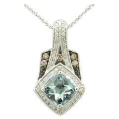 Pendant featuring Aquamarine Chocolate & Vanilla Diamond set in 14K Vanilla Gold