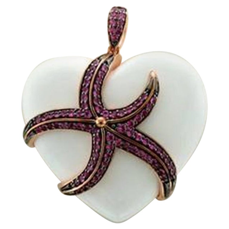 Pendentif bulle Gum Pink Sapphire, agate blanche sertie en SLV en vente