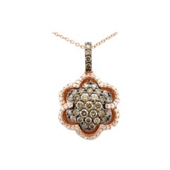 Pendant Featuring Chocolate and Vanilla Diamonds Set in 14k Strawberry Gold
