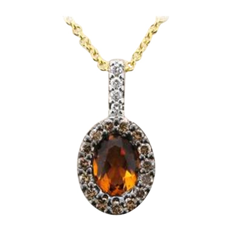 Pendant featuring Cinnamon Citrine Chocolate & Vanilla Diamonds set in 14K Gold For Sale