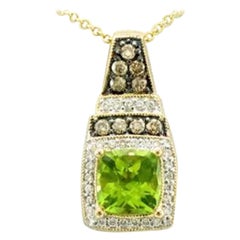 Anhänger mit Peridot, Schokoladen- und Vanillediamanten in 14K Honey Gold