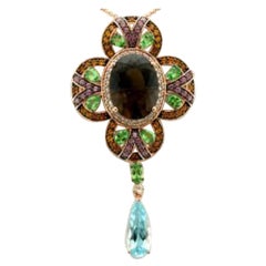 Pendant featuring Quartz, Topaz, Tsavorite, Semiprecious set in 14K Gold