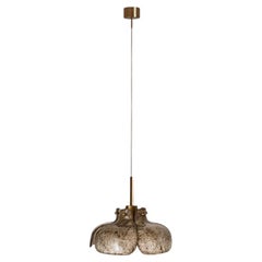 Lampada a sospensione a forma di fiore con vetro marrone maculato, Germania