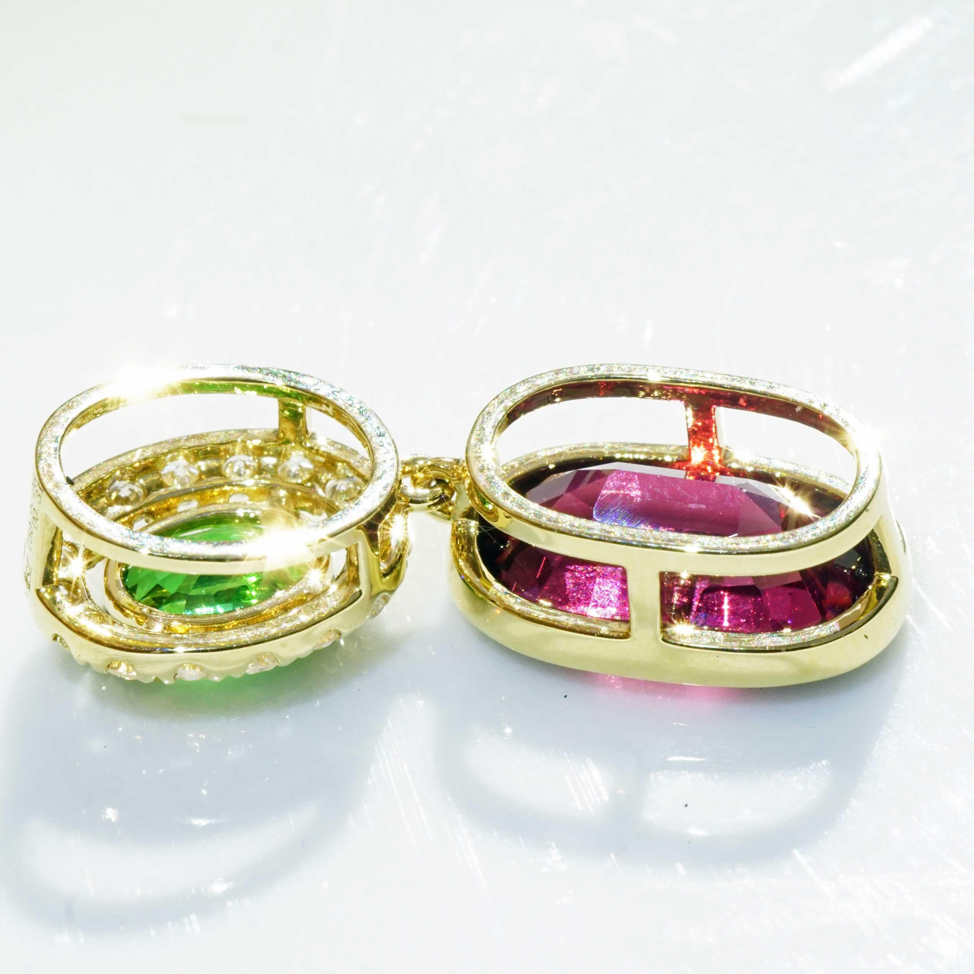 da uomo o donna Ciondolo Greene & Greene Diamonds rosso verde Combinazione così bella 5 ct 0,31 ct in vendita