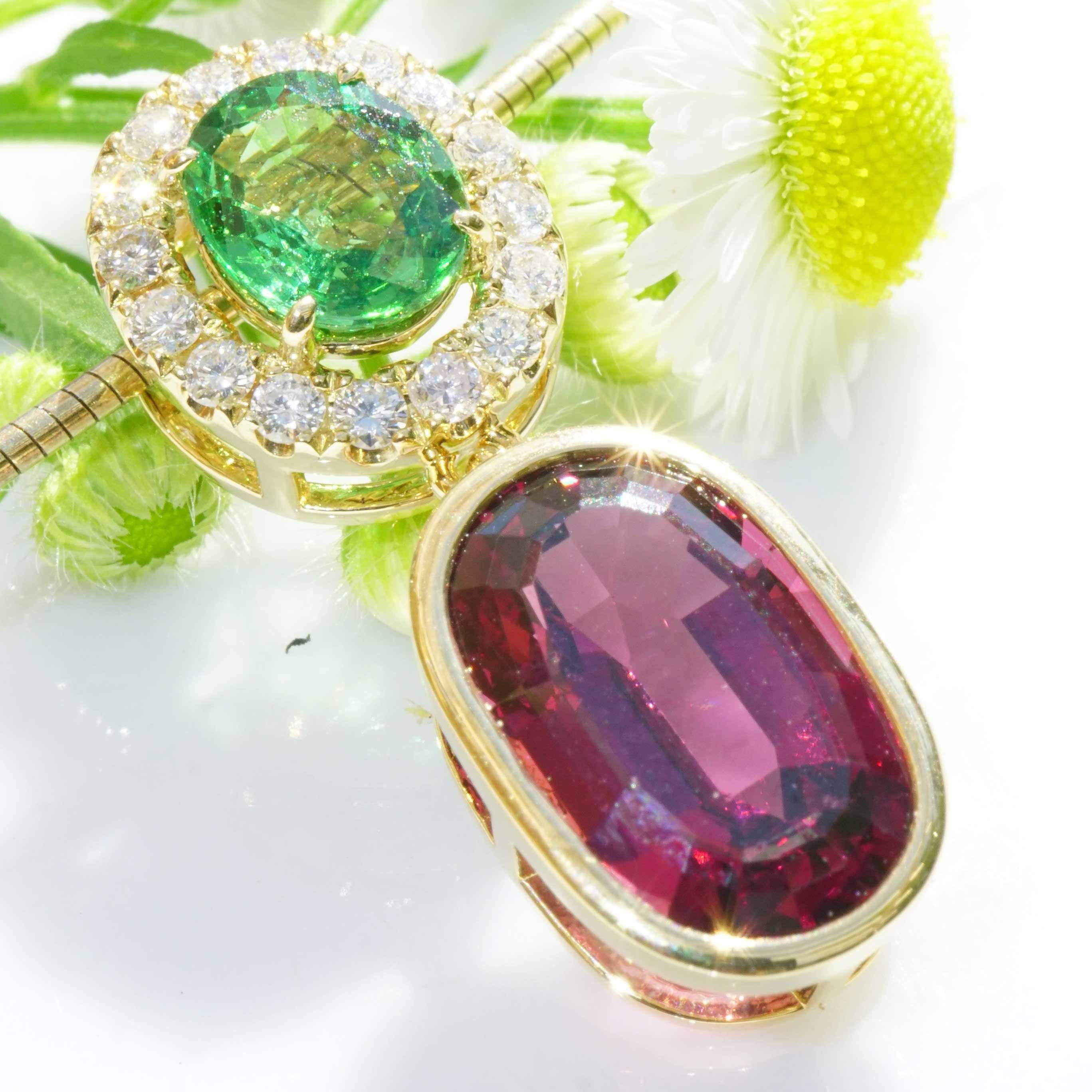 Ciondolo Greene & Greene Diamonds rosso verde Combinazione così bella 5 ct 0,31 ct in vendita 2