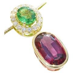 Anhänger Granat Tsavorit Diamanten Rot Grün Kombination soo nice 5 ct 0,31 ct