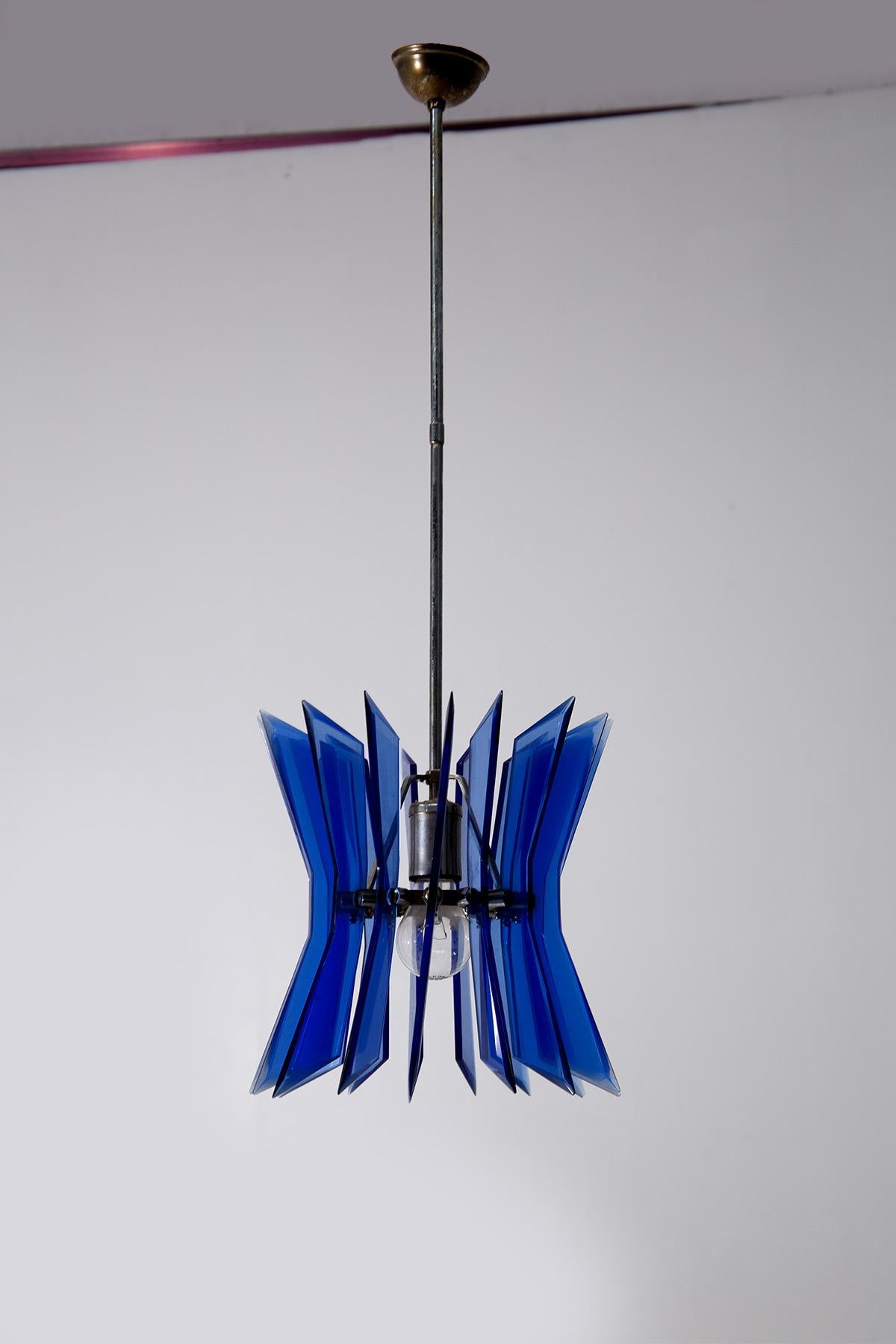 Italian Lampe pendante en verre Attr. Veca en vente