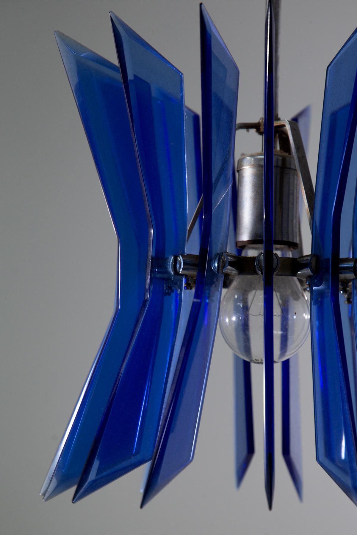 Métal Lampe pendante en verre Attr. Veca en vente