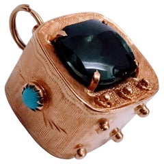 Pendant Gold 18 Karat Tourmaline and Tourquoise