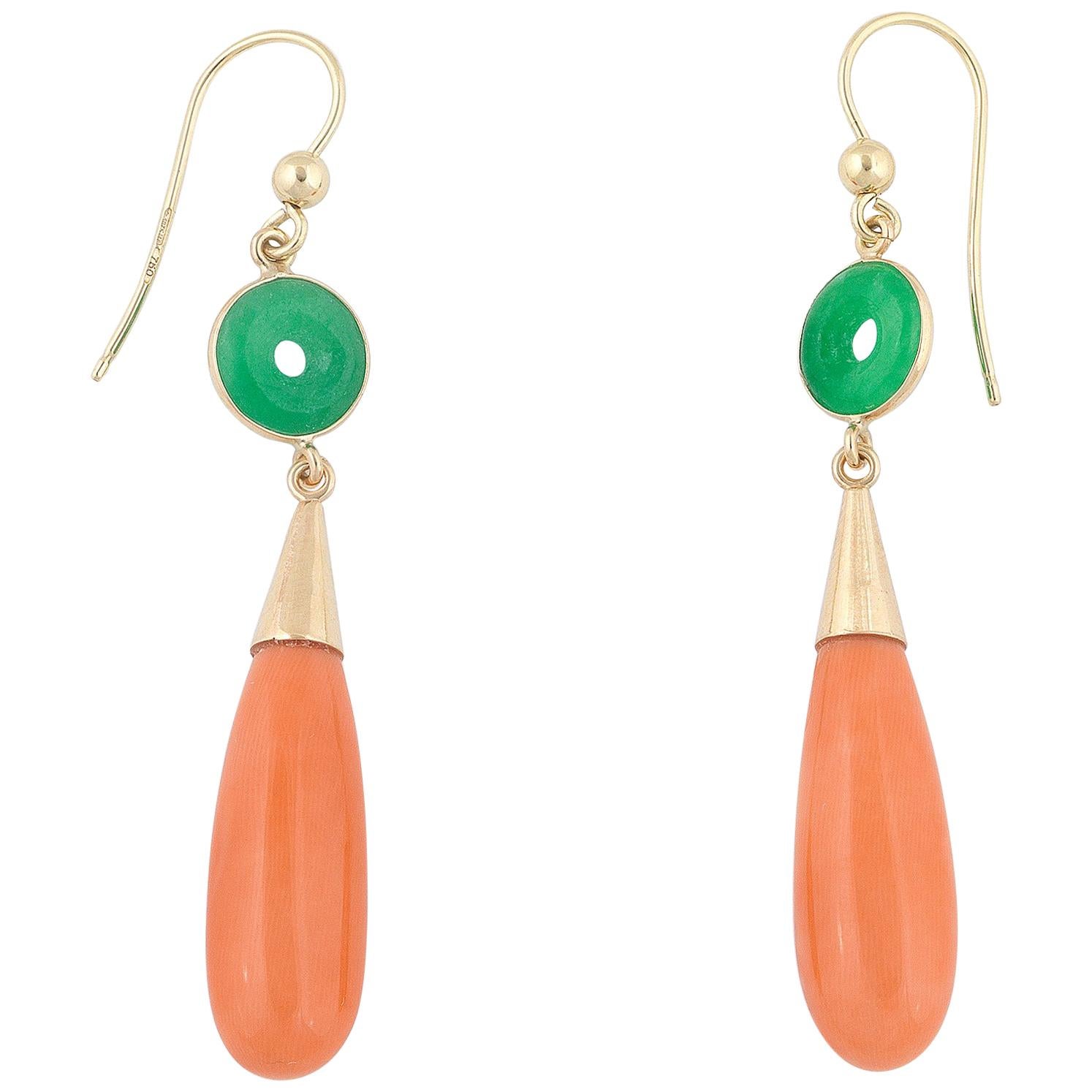 Pendant Gold Coral and Jade at 1stdibs