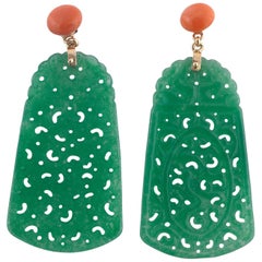 Pendant Gold Coral and Jade