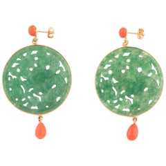 Pendant Gold Coral and Jade