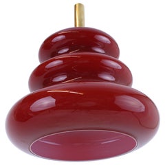 Pendant Hanging Lamp by Koch & Lowy for Peill & Putzler Red Glass Art Deco Style