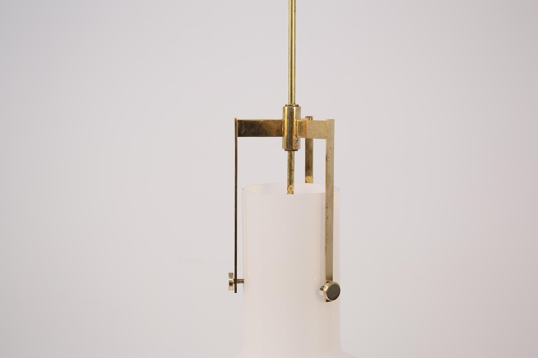 Italian Pendant Ignazio Gardella for Azucena in Brass and Glass, 1960s