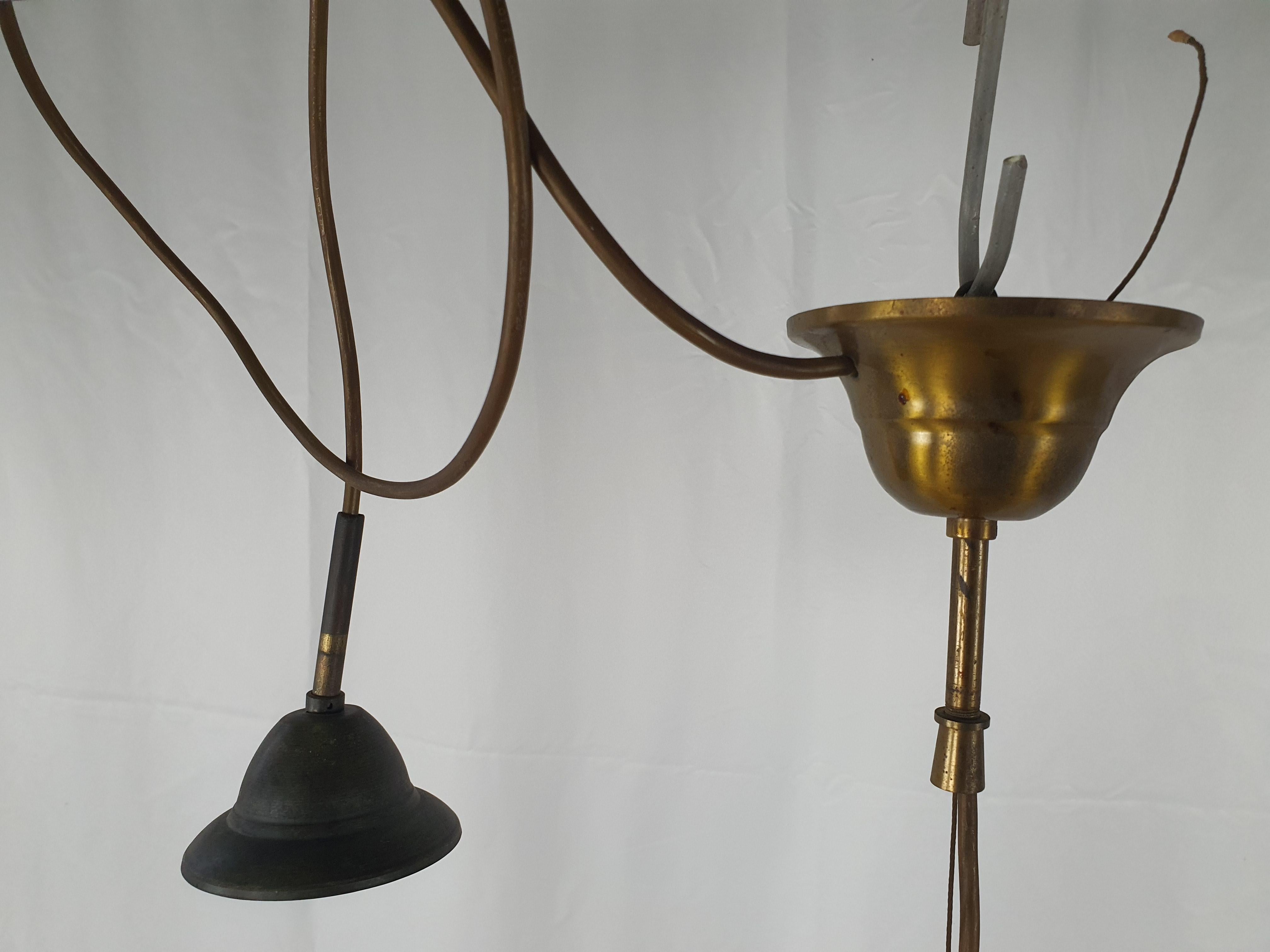 Pendant in Murano Glass and Brass with Double Support For Sale 10