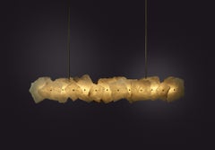 Pendant in Quartz Slices and Brass - Petra II Linear 900 by Christopher Boots
